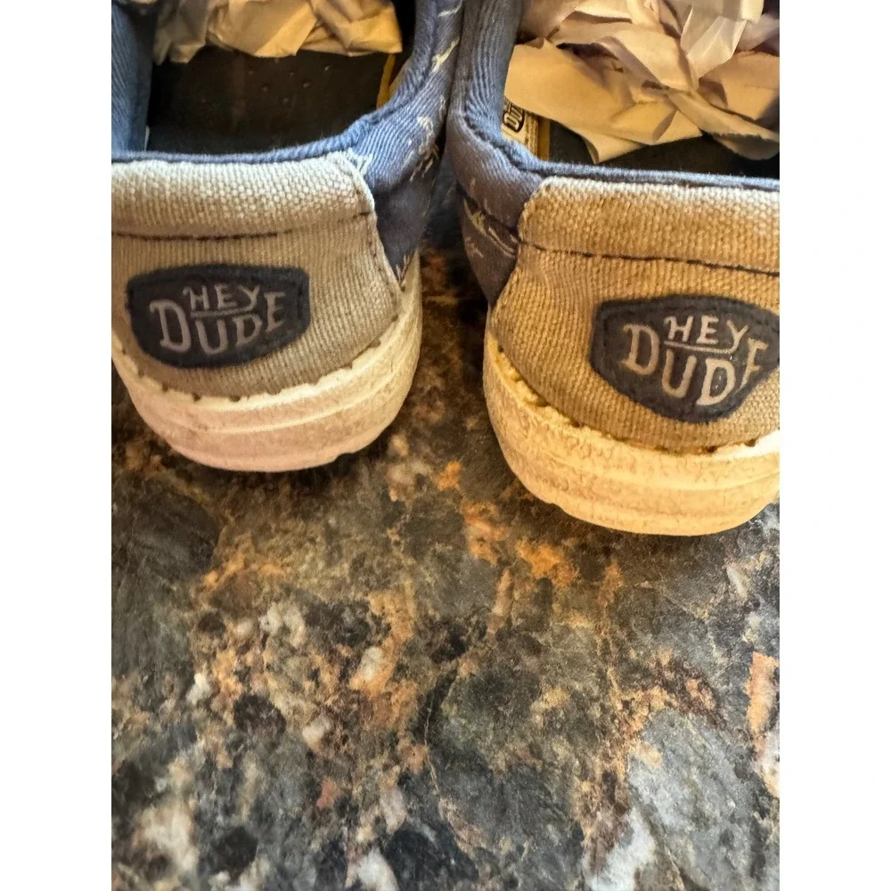 Hey Dude Wally Toddler Bandana Navy Tan Paisley Slip On Loafers Shoes Size 8T